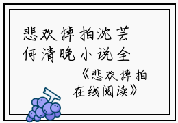 悲欢掉拍沈芸何清晚小说全文免费沈芸何清晚读无弹窗大结局_(悲欢掉拍沈芸何清晚)沈芸何清晚最新章节列表笔趣阁（悲欢掉拍沈芸何清晚）